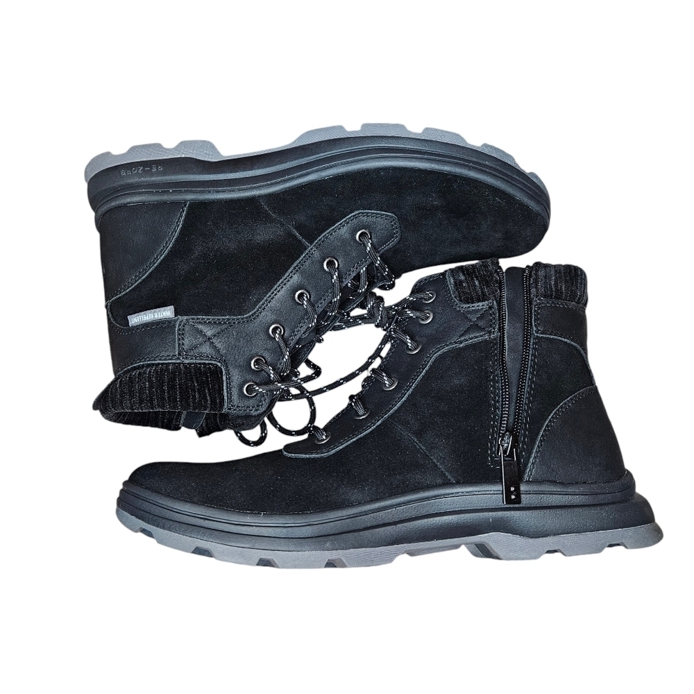 Ryka Brunswick Black Leather Suede Lace Up Hiking Style Bootie Nwot Sz 9.5